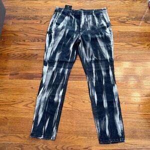 Monfrere Grant Skinny Hail Pants. Black/cream. Size 38.